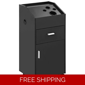 Locking Wood cabinet Black Salon Trolley Cart Hair Beauty Salon Shelves Wheels